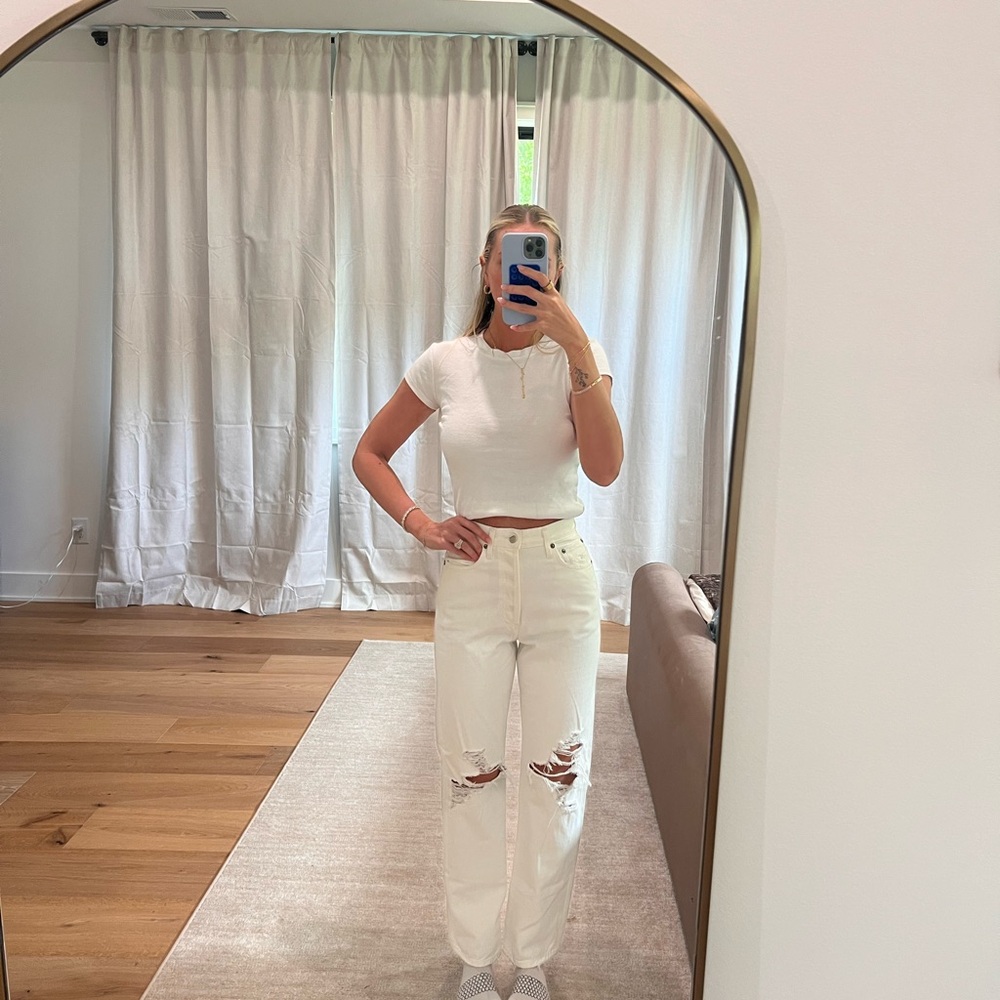 Agolde White Distressed 90s loose fit